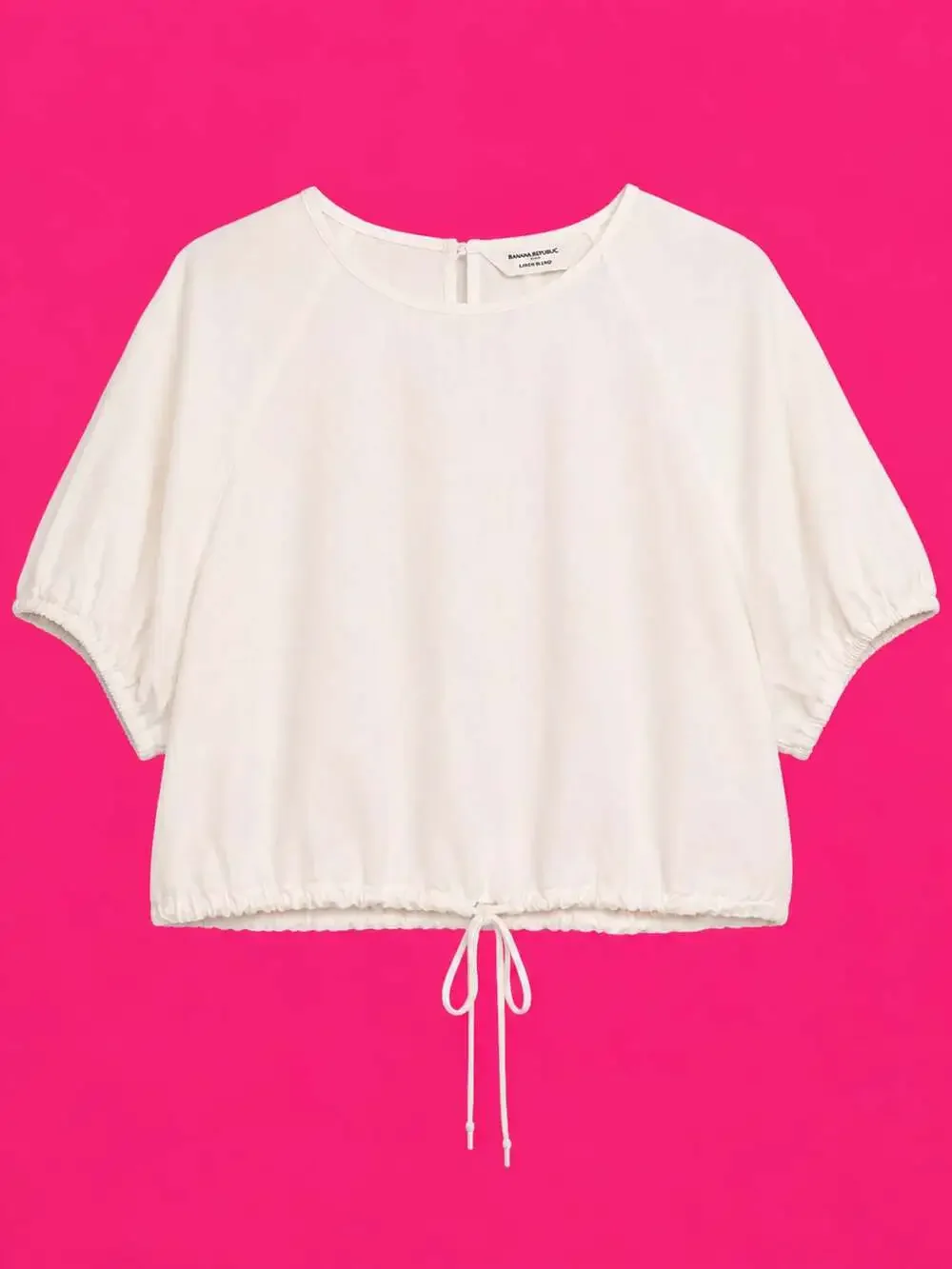 Banana Republic Cream Drawstring Waist Short Sleeve Blouse
